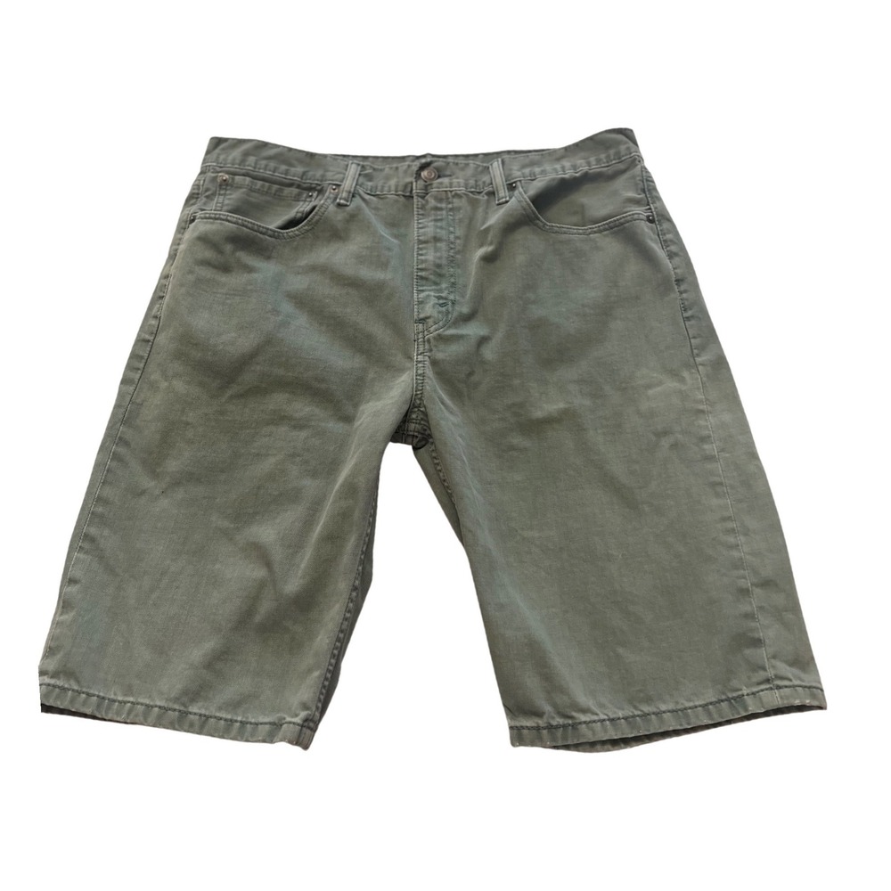 Levis 508 Regular Tapered Olive Green Denim Shorts Mens 36 Cotton Utility Summer